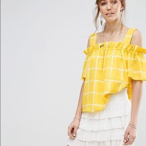 Asos nwot S Moon River Top Yellow off shoulder